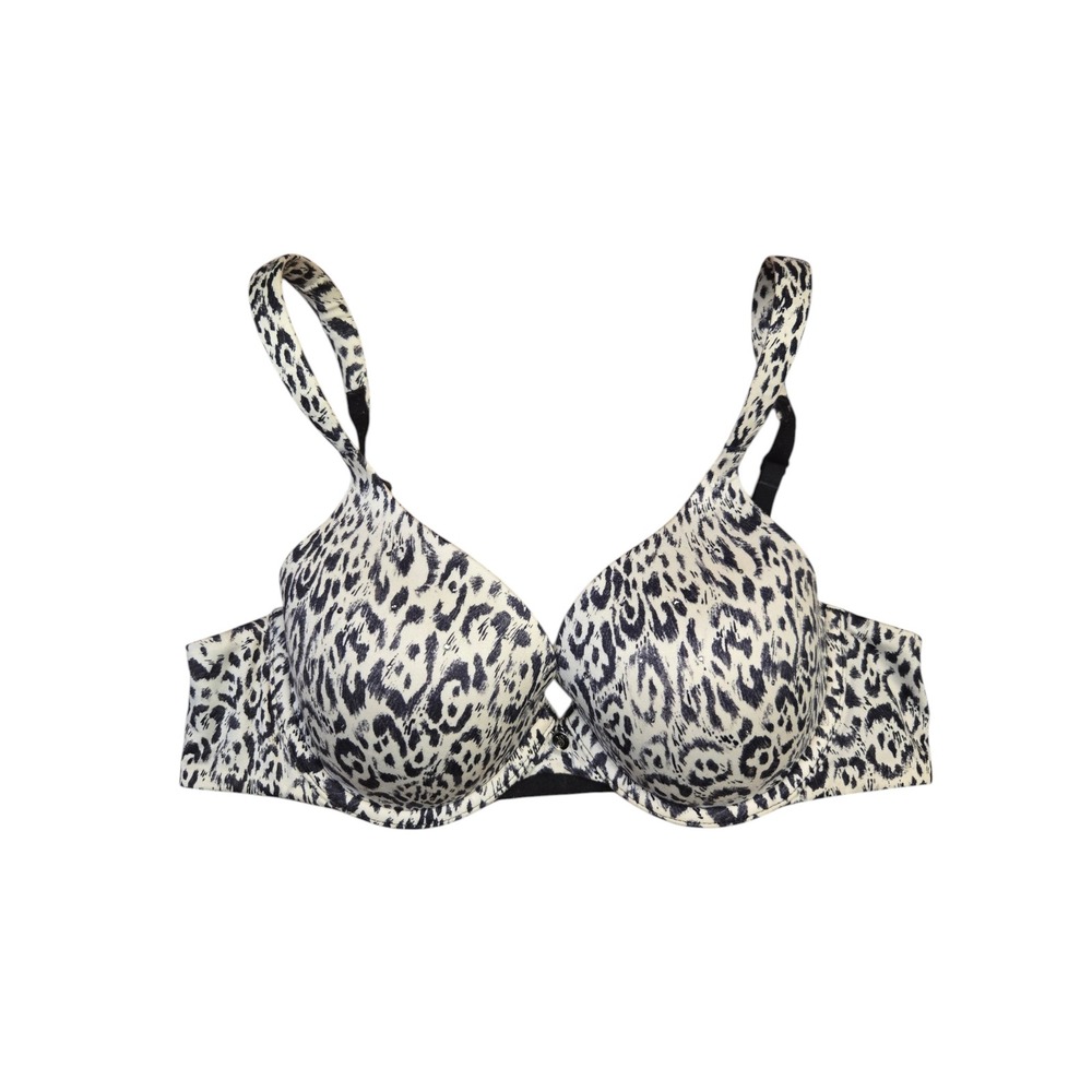 Victorias Secret Lined Perfect Coverage Bra 34B Leopard Animal Print Rhinestone